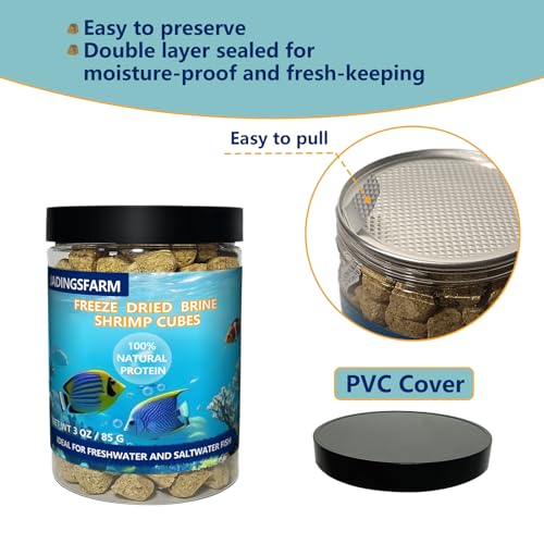 Freeze Dried Brine Shrimp Cubes 3 OZ, Brine Shrimp Freeze Dried Aquatic Foods for Tropical Fish Marine Fish and Aquatic Turtles. - size: 3 Ounce (Pack of 1)