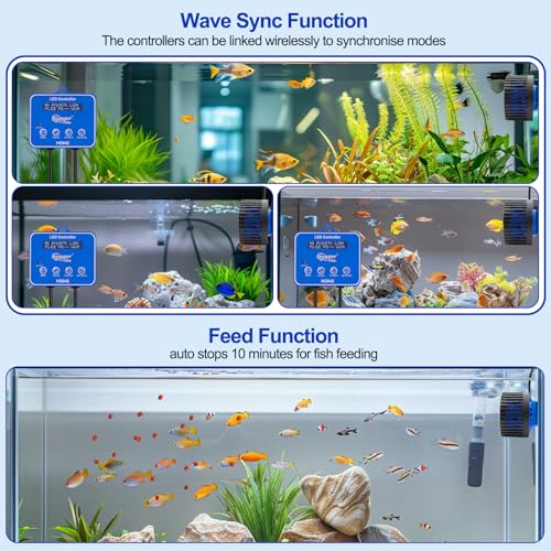hygger Strong Wave Maker For Aquarium Magnetic DC Powerhead Adjustable Fish Tank Circulation Pump with Guard Controller for 30-90 Gallon Freshwater Saltwater 2100GPH - size: Small