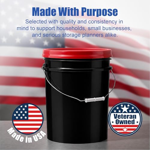 ePackageSupply 5 Gallon Bucket - Food Grade Bucket with Airtight Gamma Seal Screw-On Lid, BPA-Free, Heavy-Duty 90 Mil HDPE Plastic, Bulk Storage, Durable Container, Made in USA, Black/Red, 6 Packs - color: Black/Red, size: 6 Packs