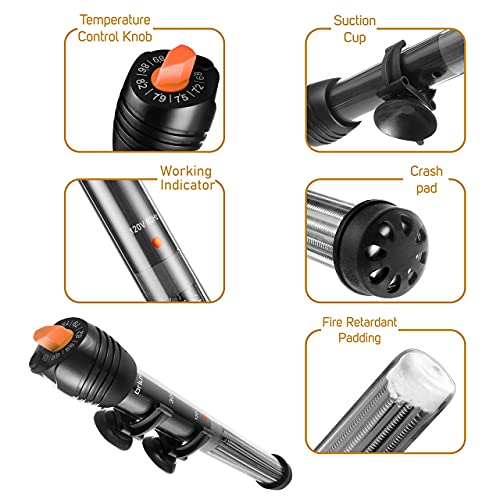 Submersible Aquarium Heater, Adjustable Fish Tahk Heater with Free Thermometer Suitable for Marine Saltwater and Freshwater - size: C150