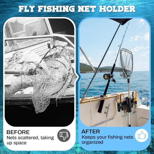 Net and Gaff Holder, Fishing Net and Tools Holder, Boat Docks and Garage Walls Mounted with Screws, Fishing Tool Storage Accessories