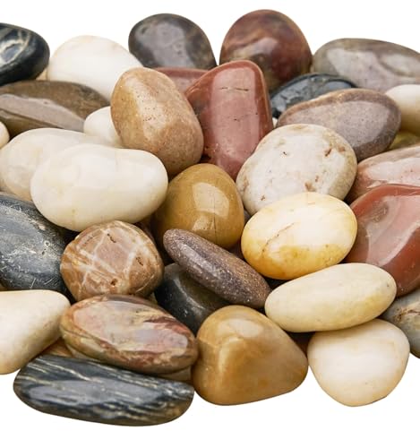 NUPICK 10 Pound River Rocks, 0.8-1.3 Inches Polished Pebbles for Plants, Fish Tank, Clear Vase and More, Natural Mixed Color Stones - color: Mixed, size: 0.8-1.3"-10lb
