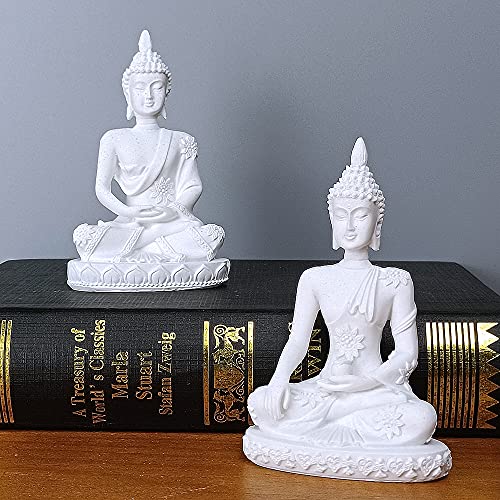 HYFAN Mini Sandstone Buddha Yoga Meditation Statue Harmonious Figurine Collectible Craft Feng Shui Sculpture Decor for Home Office Shelf Desktop (Pack of 3 - color: Pack of 3