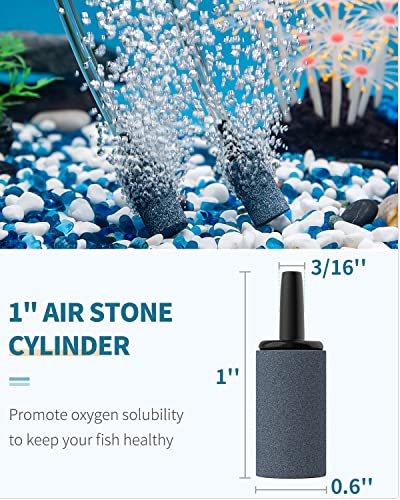 Pawfly Aquarium 25 Feet Black Airline Tubing Standard Air Pump Accessories Set with Air Stone Cylinders Connectors Suction Cups and Check Valves for Fish Tank Aeration Setup