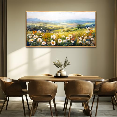 ZUITINGHUA Large Wood Framed Wall Decor For Living Room Canvas Wall Art For Office Modern Wall Decorations For Bedroom Pastoral Scenery Painting Flower Pictures Artwork Room Home Decor 24x48 In - color: Pastoral Wood Framed 1, size: 48"L x 24"W