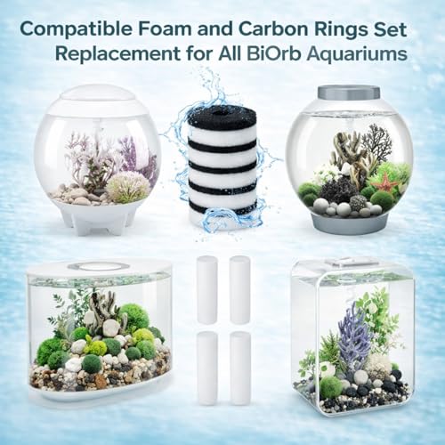 Novabright 32 Pack Filter Replacement Kit Compatible with BiOrb Aquariums Filter Cartridge Accessories10 Carbon Rings 10 Regular Foam 10 Air Stone 2 Cleaner Pad