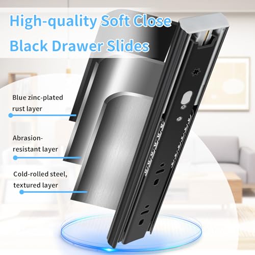 Soft Close Drawer Slides 5 Pairs Full Extension 12 14 16 18 20 22 24 inch Side Mount Pull Out Kitchen Cabinet Rails Bracket Replacement Ball Bearing Tracks kit Guide Runner 100 LB Capacity - size: 14 Inch, style: Soft close-5 pair