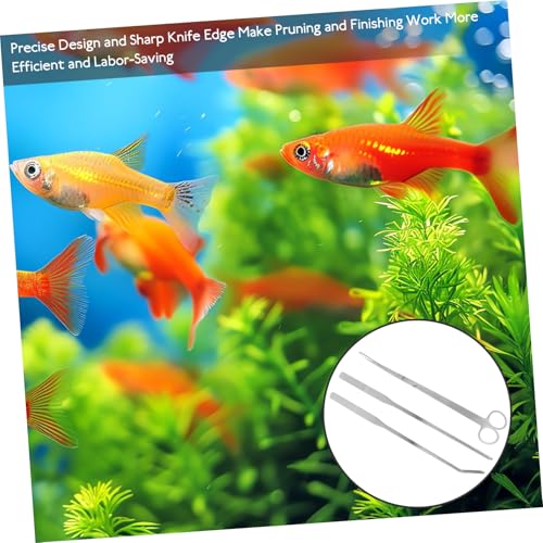YARNOW Ergonomic Handles Aquascaping Tools Set Metal Scissors Tweezers Spatula for Fish Tank Plant Trimming Cleaning