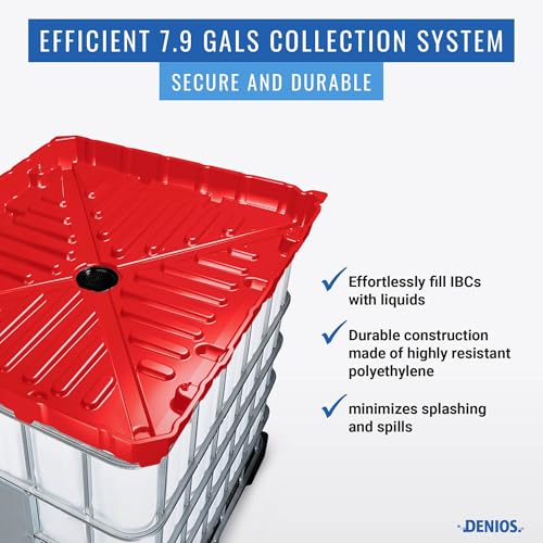 DENIOS® IBC Tote Funnel - 49.5"x42"x5" Extra Large Funnel | Wide Mouth for IBC Totes | Perfect for Fast, Spill-Free Liquid Transfer | Heavy-Duty Large | Red | IBC Tote NOT Included - color: Red