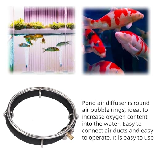 Cyrank Aquarium Air Stone, Fish Tank Bubbler Round Air Bubble Diffuser Rings Round Bubble Stone for Aquarium Water Pipe Bubbler Airstone Bubbler(15cm) - size: 15cm