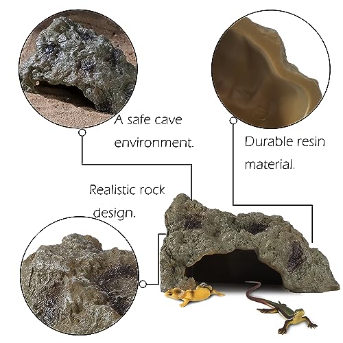 IBWell Resin Leopard Gecko Hide, True to Nature Reptile Rock for Bearded Dragon Hideout Snake Hides for Ball Pythons, Tortoise House Terrarium DÉCor - Small