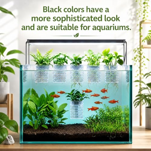 Mifoci 6 Pack Aquarium Plant Holder 3.35 x 2.17 x 4.53 Inches Adjustable Height with Suction Cups Extendable Hook Hanging Planter for Fish Tank Aquaponic Cultivation and Aquascape Decoration (Clear) - color: Clear