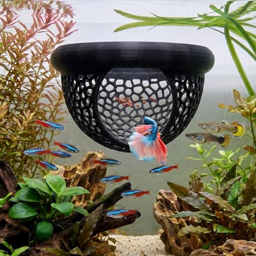 Floating Betta Shrimp Cave, Multi-Functional Aquarium Hammock for Hiding Feeding, Floating Betta Fish Skins with Feeding Ring, Tank Resting Spot for Small Fish Betta Shrimp (Black) - color: Black, size: Small