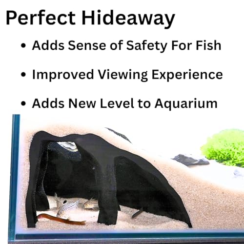 Aquarium Corner Underground Cave Natural Mangrove Tree | Viewing Fish Under Gravel Tunnel Hide | Fish Tank Hideout Decor Decoration Enrichment for Corydora Catfish, Kuhli Loach, Pleco, Betta - color: Obsidian Black