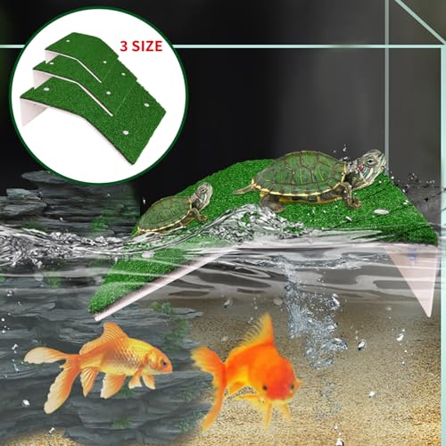 Lawn Basking Platform for Turtle, Simulated Grass Terrace, Tortoise Ramp Climbing Ladder Resting Terrace,Turtle Fish Tanks Aquarium Decor, Tanks Accessories for Hermit Crab