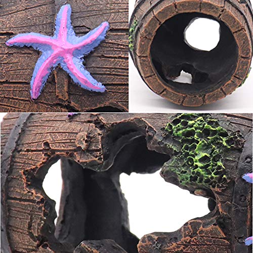 Ulifery Small Broken Barrel Aquarium Decorations Betta Cave Hideaway Tunnel Log for Fish Tank (1 piece)