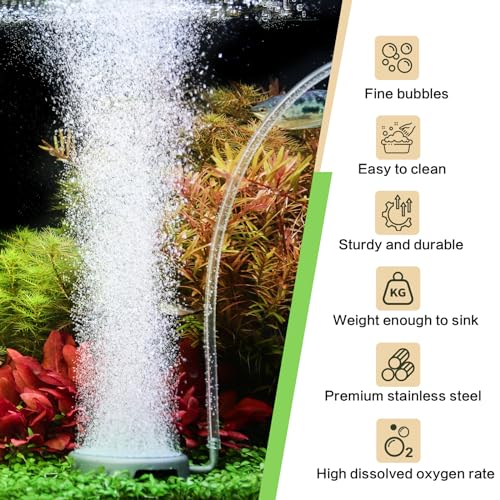 hygger Aquarium Air Stone Fish Tank Bubbler Quiet Ultra High Dissolved Oxygen Stone Kit Nano Fish Tank Air Stone Bubble Stainless Steel Air Stone for Aquarium Fish Tank and Hydroponics-3.0inch - size: 3.0inch