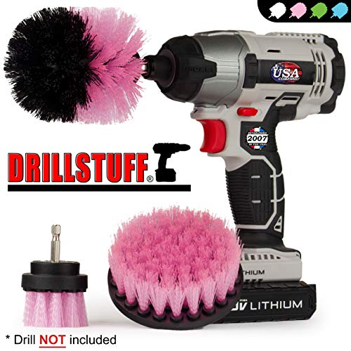 Cleaning Supplies - Bathroom Accessories - Drill Brush - Shower Cleaner - Tile Scrubber - Bathtub Scrub Brush - Bath Mat - Sink - Shower Door - Grout Cleaner Brush - Flooring - Porcelain - Fiberglass - color: Pink