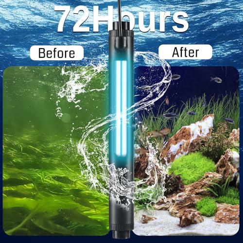 Sainsmart XpertMatic Aquarium Clean Light, High-Efficiency Fish Tank Clean Light with Timer, Submersible Light for 40-528 Gallon Fish Tank and Aquariums
