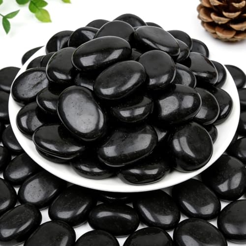 6 lbs Black River Rocks for Landscaping, 2-3 Inch Polished Pebbles for Garden, Decorative Stones for Plants, Succulents, Aquarium, Fish Tank, Outdoor Yard Walkways & Paving - size: 6lb, style: black