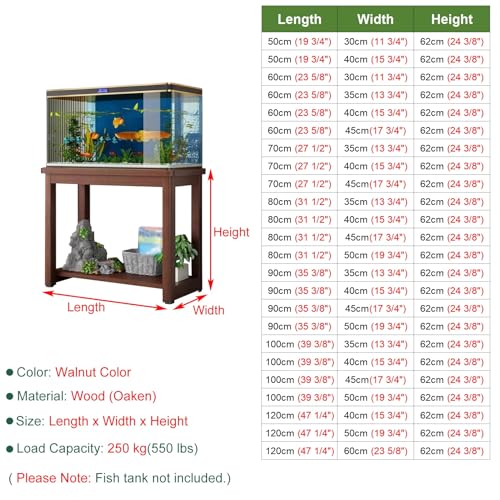 Fish Tank Stand,2-Tier Oak Wood Fish Stand Cabinet - Heavy-Duty Turtle/Reptile Display Rack, Home Storage Shelf for Aquariums & Pet Accessories - color: B, size: 60x35cm(23 5/8"x13 3/4")