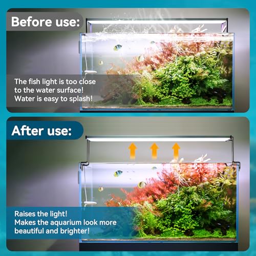 WooFog 2 Pcs Aquarium Light Riser for Rimmed/Rimless Tanks, Aquarium Light High Holder Bracket, Steel Fish Tank Light Extenders Stands for LED, Light Riser for Aquarium -Black (Width 3 inch)