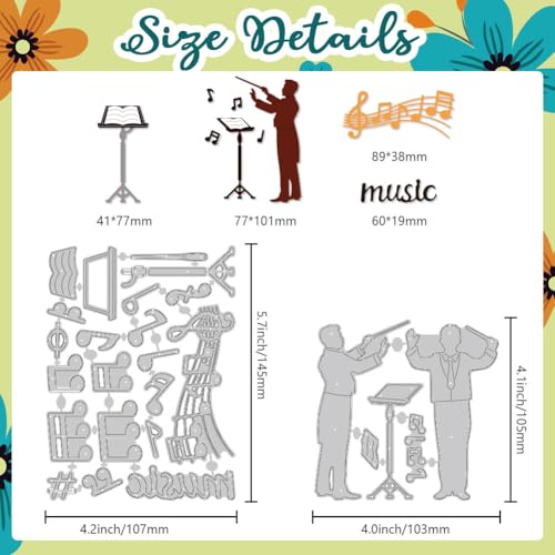 Music Conductor Die Cuts, Carbon Steel Die Cuts Cutting Dies Musical Note Stencils Scrapbooking Embossing Sheet Music Template Dies for Card Making Party Greeting Embossing Invitation Photo - style: Music Conductor