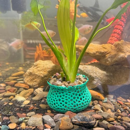 HOZOE Aquarium Submerged Plant Pot, Underwater Plant Anchor, Fish Tank Aquatic Plante, Aquarium Landscaping Decoration, Decorative Accessories - 2-Piece Set (Green) - color: Green