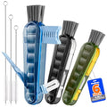 6 PACK Holikme 4 in 1 Cup Lid Cleaning Brush Set with 3 Straws, Multifunctional Bottle Brush, Silicone Cup Lid Gap Cleaner, Durable Bristle Crevice Cleaning Brush,Flat End Brushes,Navy & Black & Olive - color: Navy & Black & Olive