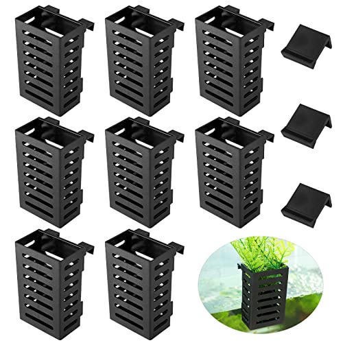 Dandat 8 Pcs Aquarium Plant Holder Hanging Aquarium Planter Cup with Different Size of Holder Aquatic Plant Pot Aquascape Decorations Accessories for Fish Tank