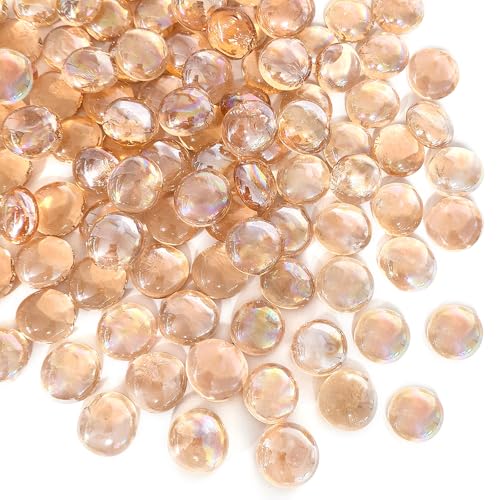 FANTIAN 1 lb Pink Glass Beads for Vases, 100 Pcs Glass Pebbles, Flat Marbles Stones for Vase, Aquarium, Candle, Crafts, Centerpieces and Wedding Decoration - color: Pink, size: 1 Pound