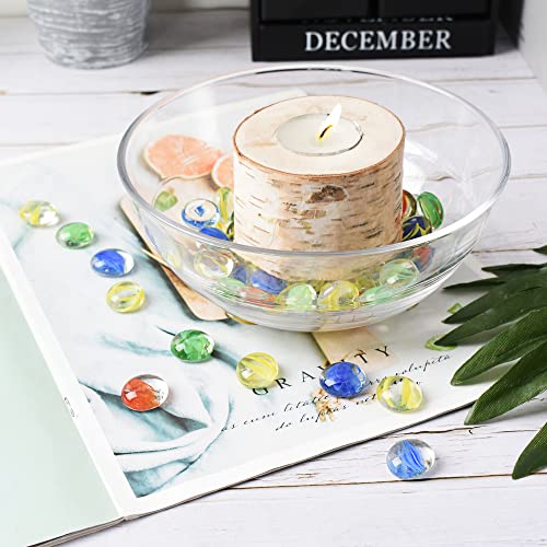 Flat Glass Marbles 1LB Mixed Color for Vase Fillers Mixed Colour Stone for Garden Decoration Craft Fish Tank (Eight Flower Color Mix) - color: Eight Flower Color Mix