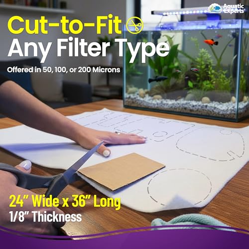 Aquatic Experts Aquarium Polishing Filter Pad, Water Polishing Pad for Aquarium Filters, Filter Floss for Fish Tank Filters, (200 Micron, 24" x 36" - 4 Pack) - size: 24" x 36" - 4 pack