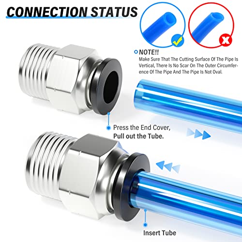 TAILONZ PNEUMATIC Male Straight 3/8 Inch Tube OD x 3/8 Inch NPT Thread Push to Connect Fittings PC-3/8-N3 (Pack of 20) - size: 3/8"OD x 3/8"NPT