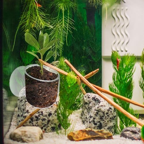 Yolev Aquarium Plant Holder 2Pack Clear Plant Holder for Fish Tank Hanging Fish Tank Plants Pot Holders for Aquarium Planter Cup with Suction Cup