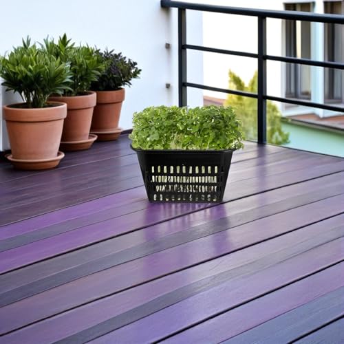 Kisangel 4pcs Aquatic Plant Basket Square Hydroponic Baskets Plastic Slotted Mesh Pond Planting Pots Plastic Net Cups for Balcony Garden,Black