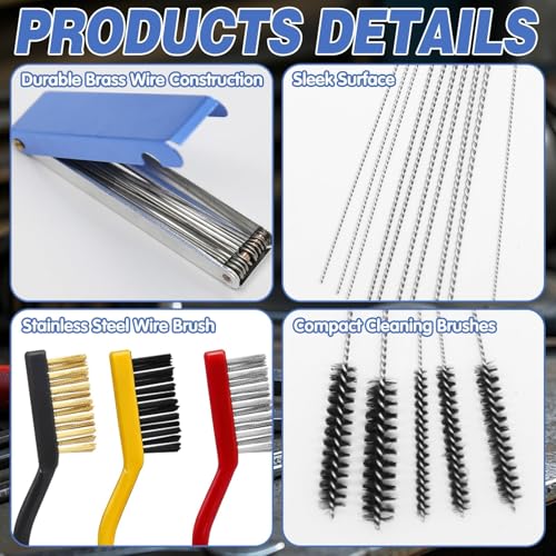 7Pcs Carburetor Jet Cleaning Tool, Professional Carb Jet Cleaning Kit & Welding Tip Cleaner with Brushes, Stainless Steel Needles & Hooks for Motorcycle ATV Chainsaw & Welder - color: B-Style-7PCS