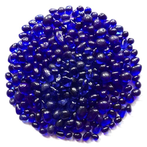 WAYBER Glass Stones, 1Lb/460g Irregular Sea Glass Pebbles Non-Toxic Artificial Gemstones for Gem Display/Vase Filler/Terrarium Flowerpot Aquarium Turtle Tank Decoration, Dark Blue - color: Dark Blue Sea Glass, size: 1 Pound