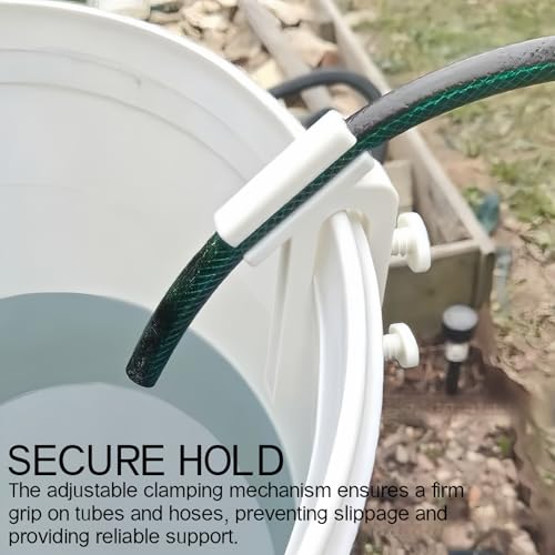 2-Piece Adjustable Fish Tank Hose Clip - Water Pipe Clamp for Aquarium, Bucket, and Garden Irrigation - Adjustable Support with Guide Stand