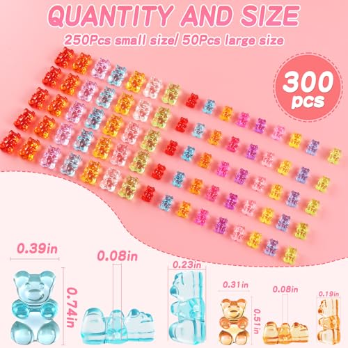 Tmtains Slime Charms Kawaii Resin Charms 3D Cute Nail Charm Mini Flatback Luminous Animal Charm Bulk Resin Jewelry Making Turtle Embellishments Supplies for Cell Phone Scrapbooking DIY Crafts - color: Df Gummy Bear Charms