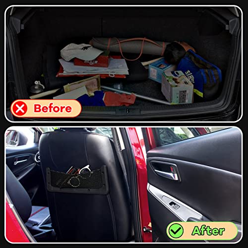 Frienda 2 Pcs ABS Plastic Frame Car Storage Net Bag Phone Car Mesh Net Holder RV Storage Boat Cargo Pocket Organizer Framed Mesh Pocket with Screws for Auto RV (13.8 x 5 Inch)