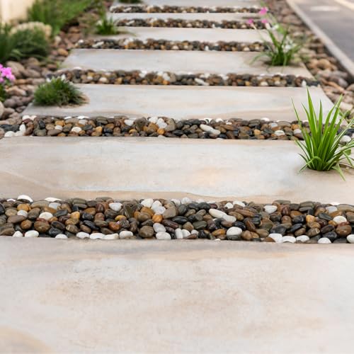 Polished Pebbles, 3/8" Natural Decorative Mixed Color Stones Aquarium Gravel River Rocks for Potted Plants, Landscaping and Home Decor (10-lb Bag) - color: Mixed Color, size: 3/8 inch, 10 lb