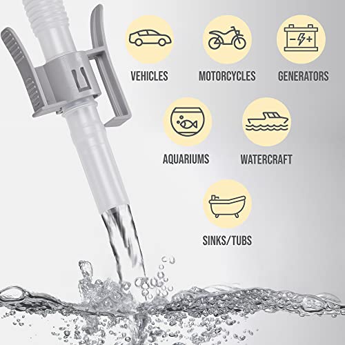 Automatic Fuel Transfer Pump - 3X More Powerful D Battery Powered, Extra Long Hose Fits All Size Cans, Portable Liquid Pump Transfers Gasoline, Water & More at 2.6 Gal/Minute