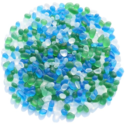 QYGL Sea Glass Stones - 0.55LB Green Mixed Frosted Glass Pebbles Gemstones - Perfect for Aquarium Rocks, Fish Tank Gravel, Vase Fillers, DIY Crafts, and Home Decor - color: Green Mixed