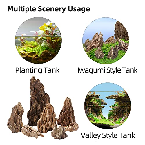 LANDEN Natural Dragon Stones (16lbs, 2~8 inches,7-8pcs) for Aquascaping Terrariums, Paludariums,Vivariums, Reptile and Amphibian Enclosures - size: 01 Dragon(Ohko) Stone(2-8inch,16lbs)