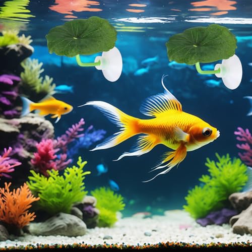 4Pcs Betta Fish Leaf Pad Hammock,Hammock Soft Aquarium Decor,Betta Fish Tank Decoration,Plastic Plants Practical Resting Spot Decorations for Fishes Sleeping Resting Hiding Playing