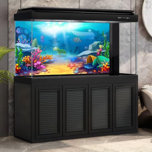 Cartoon Under The Sea Aquarium Background Underwater Coral Reef Aquatic Plants Fish Tank Background Undersea Marine Life Terrarium Backgrounds Ocean Floor Seascape Reptile Tank Backgrounds 24x16in - color: Bright Blue, size: 24(W)x16(H)in