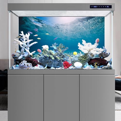 AWERT 60x24 inches Vinyl Undersea Ocean Floor Aquarium Background Tropical Tank Background - size: 60x24in/150x60cm