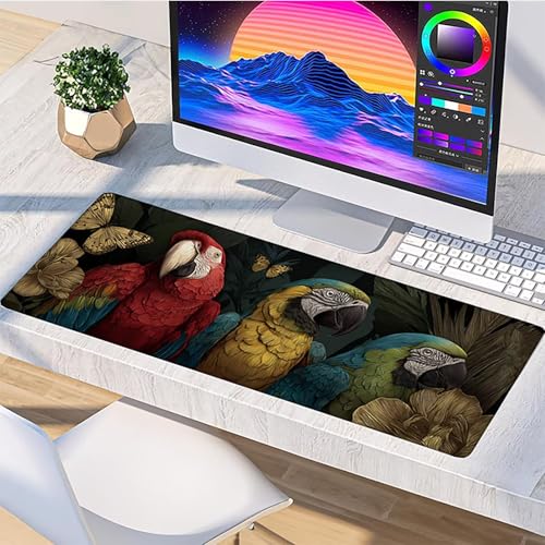 Bird Mouse Pad, Butterfly Gaming Mouse Pad 48x24in, Stitched Edges Large Desk Mat, Office Desk Accessories, Mousepad with Non-Slip Rubber Base, Large Gaming Keyboard Mat, for PC, Office Desktop B-3861 - color: Bird10, size: 48x24in