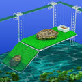 Adjustable Hanging Turtle Dock with Anti-Slip Artificial Grass Basking Platform Sturdy Acrylic Ramp for Aquatic Turtles, Compatible with Various Tank Sizes, Easy Setup Transparent, 13x6.9 Inch - size: 13x6.9 Inch